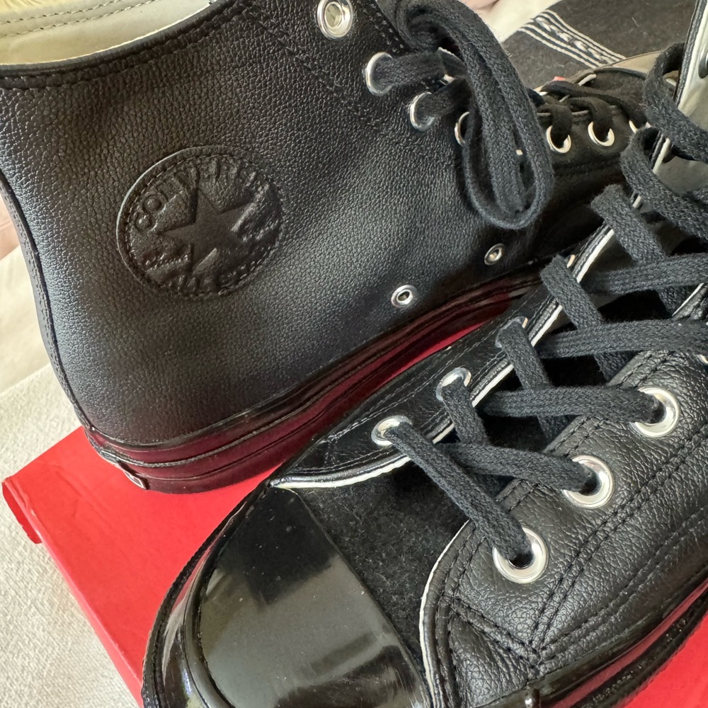 Converse Chuck 70 Black Leather High-Top Sneakers size 10.5 - Picture 5 of 8